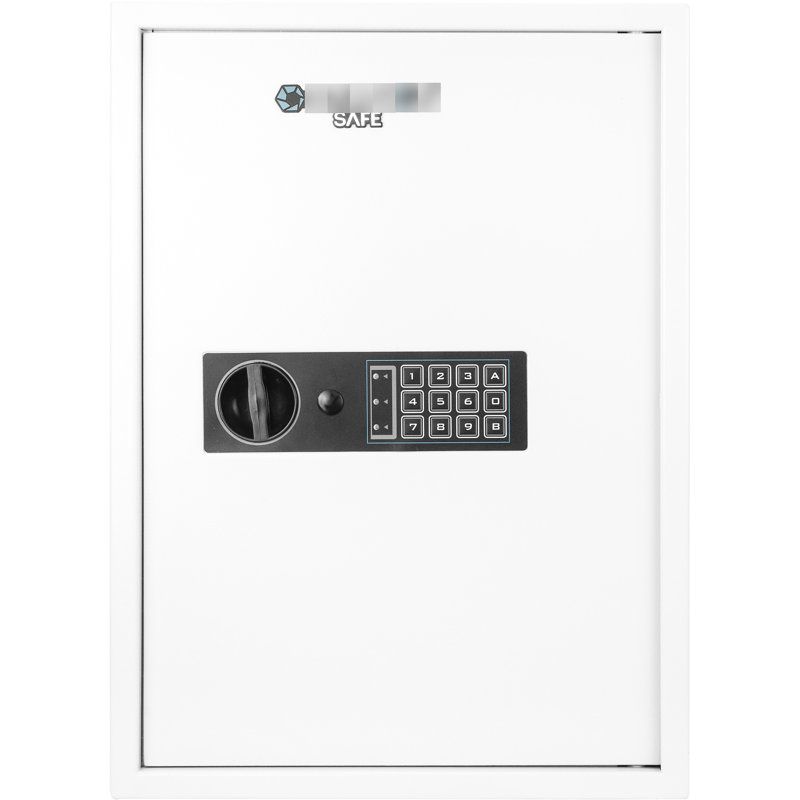 Coffre-fort à clé pour armoire murale - 100 clés, blanc, clavier numérique en acier, touches blanches, fonction d'alerte de batterie