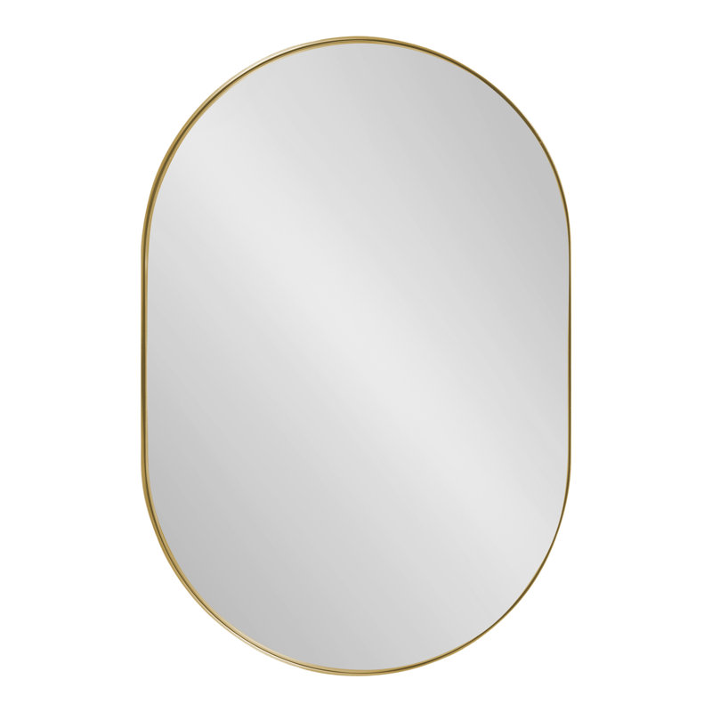 Elegant Brass Oval Wall Mirror with Metal Frame, 30" x 20"