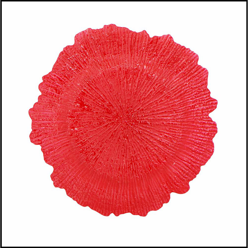 8 Pack Reef Plastic Charger Plate, D13", Red