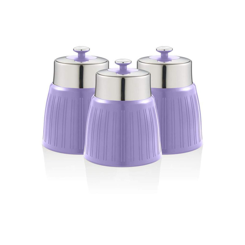 Swan Retro Canisters, Airtight lid locks, Generous capacity, Chrome Lid, Purple