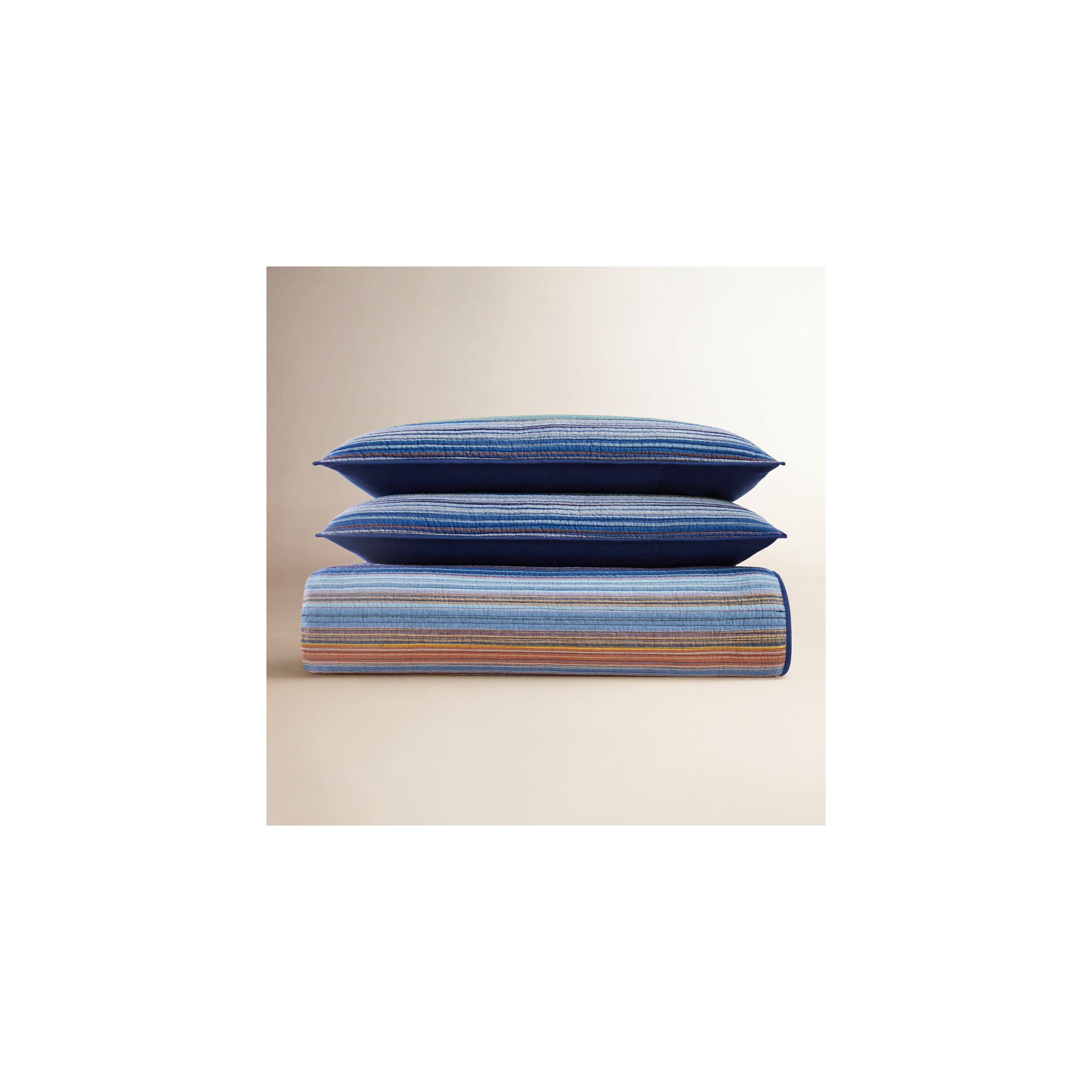 Arvo Met Stripe Yarn Dye Quilt Set, Twin Extra Long Quilt + 1 Standard Sham