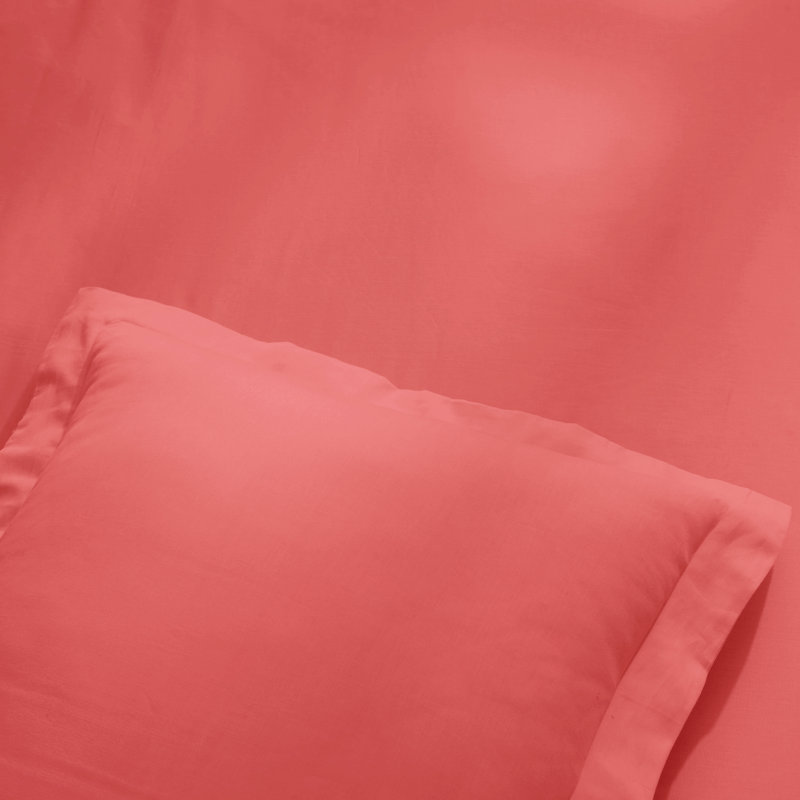 Mitchell Egyptian Cotton Blend 300 Thread Count Solid Duvet Cover Set With Pillow Shams, Coral