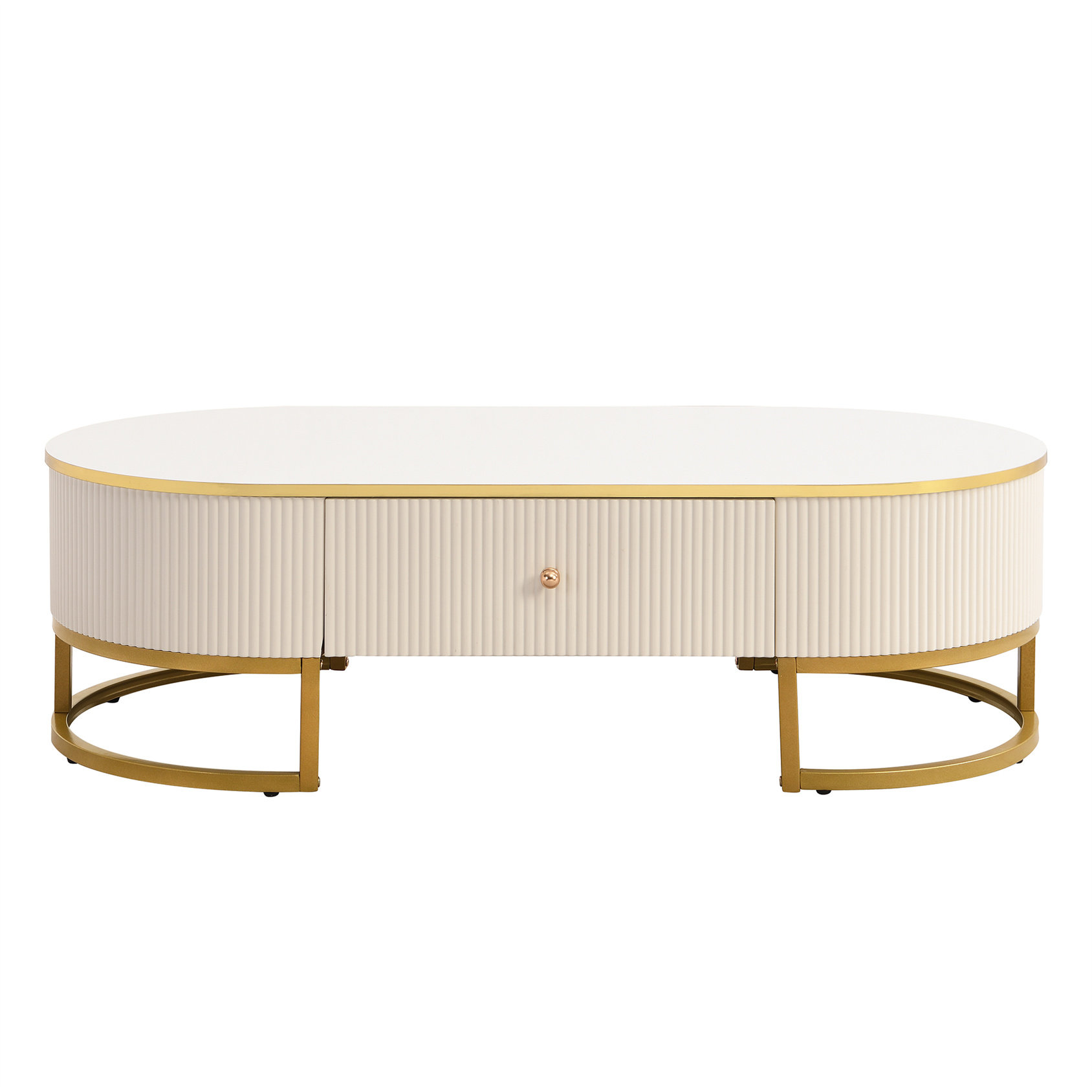 Everly Quinn 47.2" Oval Coffee Table With Drawers | Wayfair