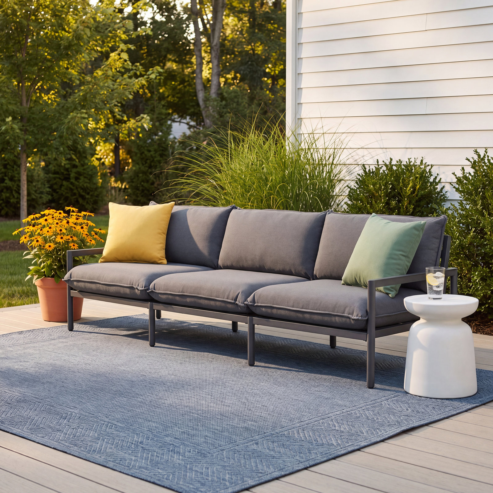 Terra 105" Sunbrella® Patio Sofa, Charcoal