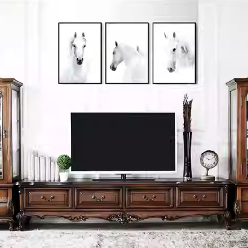 Meuble télé durable en noyer courbé, 94.49"