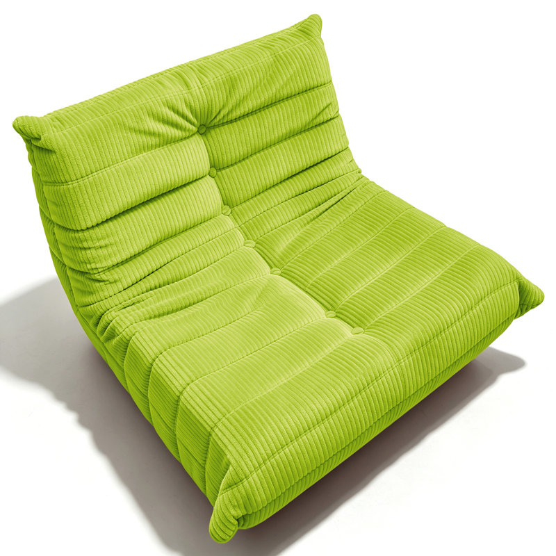 Armless Lazy Sofa Bean Bag Floor Chair - Soft Dutch Velvet Upholstery - Fun Design for Living Room, Green Corduroy