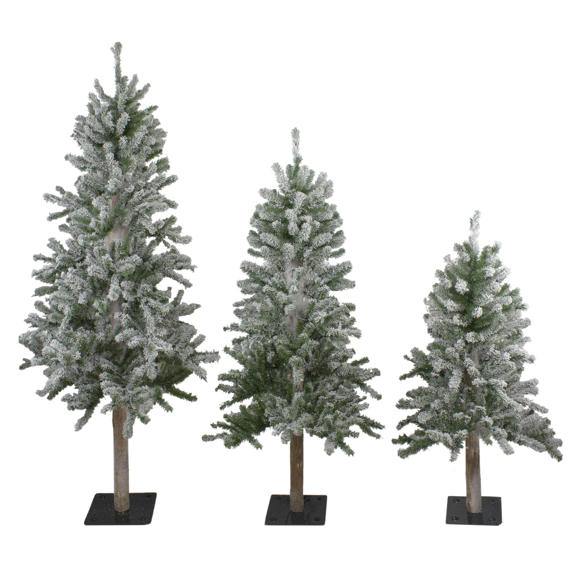 Northlight Set of 3 Flocked Alpine Artificial Christmas Trees Unlit