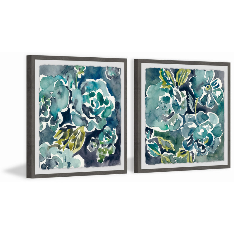 " Rose Diptych " by Marmont Hill 2 - Pieces, 12" H x 12" W x 1.5" L, Grey