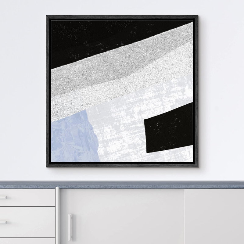«Geometric Black Blue Color Block Landscape», reproduction d'art sur toile, Toile noire, H 24 po x l 24 po