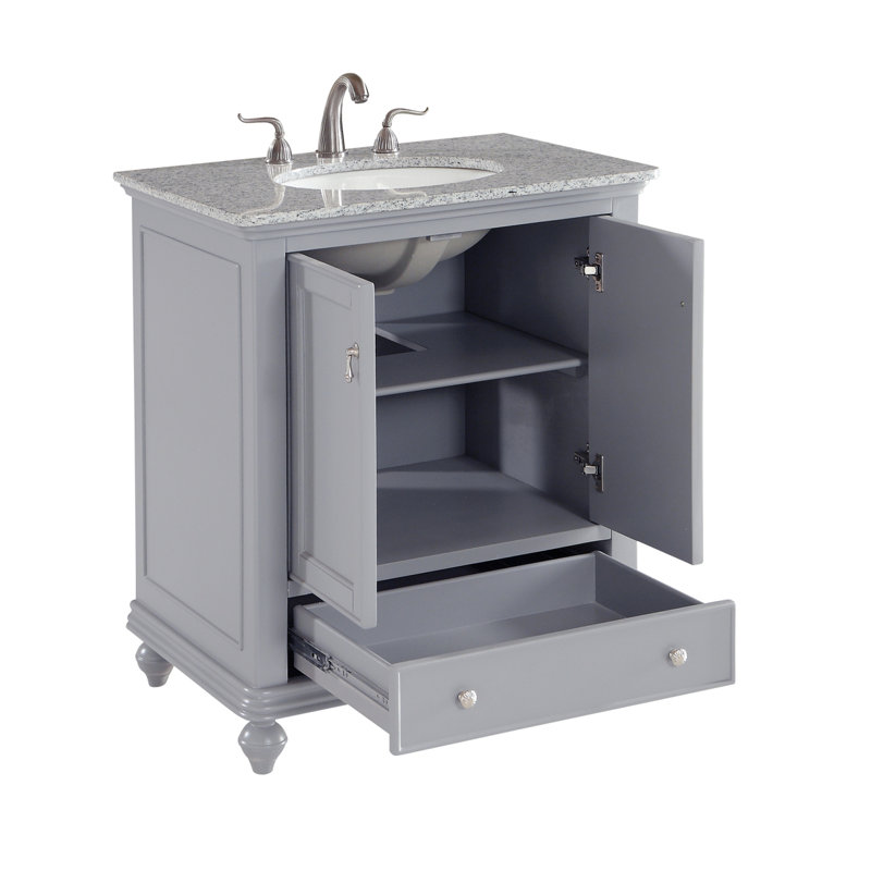 Otto 30'' Single Bathroom Vanity with Top, Light Gray, Sparkling Gray Quartz