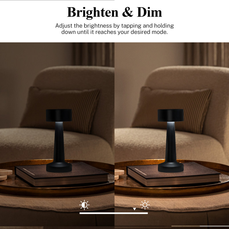 Bell + Howell Chelsea Table Lamp 2 Pack Led Rechargeable, Black