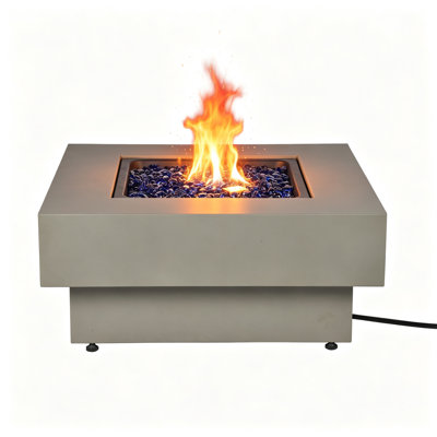 Caparro 14.5" H x 32" W Steel Propane Outdoor Fire Pit Table with Lid