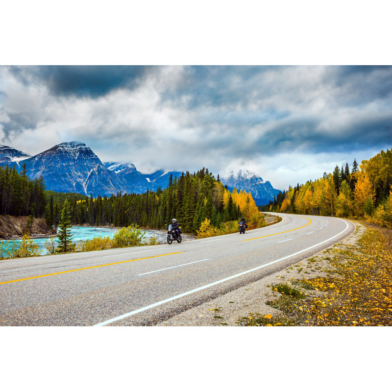 Motorcyclists Riding On Road by Kavram - Wrapped Canvas Print, 30cm H x 46cm W