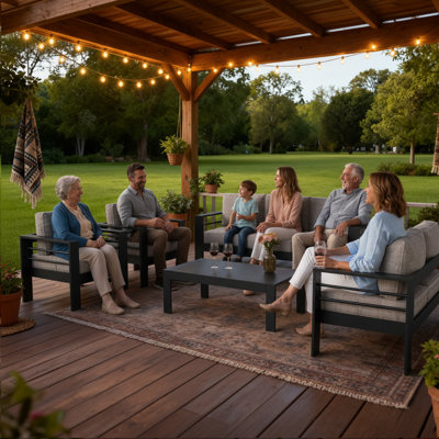 Ensemble de conversation d'extérieur 7 personnes avec coussins Altura Searl Product