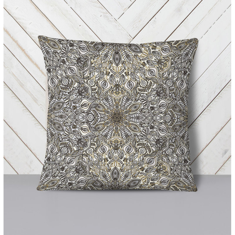 Throw Pillow With Insert, Brown/White Abstract 2, 18"H x 18"W