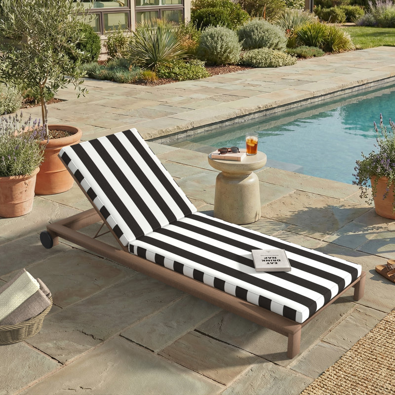 Sunbrella® Outdoor Chaise Cushion, 24" W x 73" D, Sunbrella® Cabana Classic Black