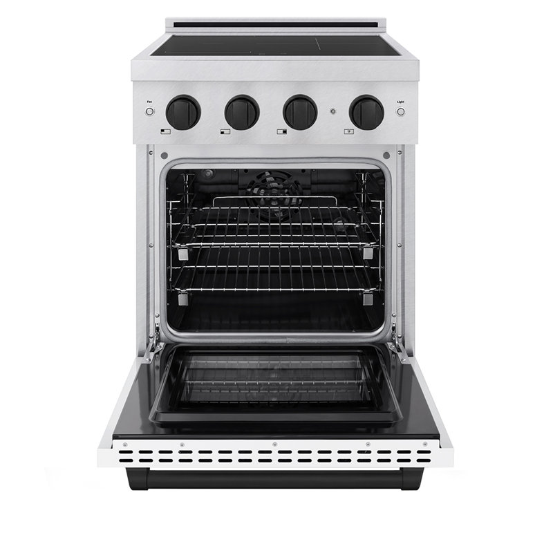 ZLINE Autograph 24 in. Satin Stainless Paramount Induction Range with White Door & Black Accents, Matte Black