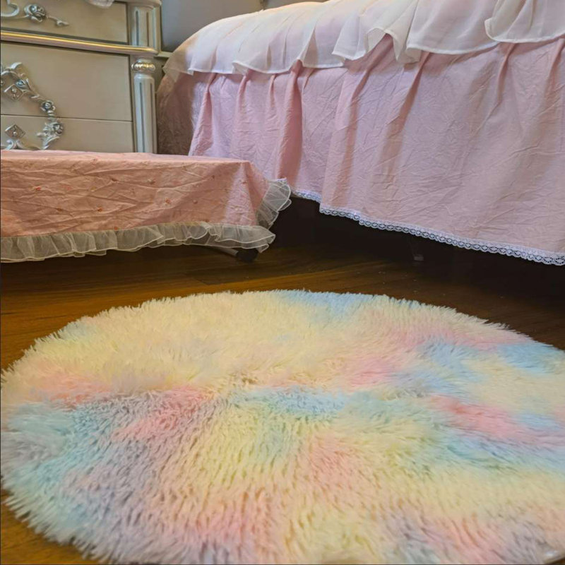Tapis rond à poils longs Syrja, Rond 3 pi 3 po
