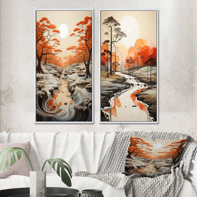 «Bold Geyser Natures Fountain I», ensemble de 2 reproductions, Cadre blanc, H 40 po x l 40 po