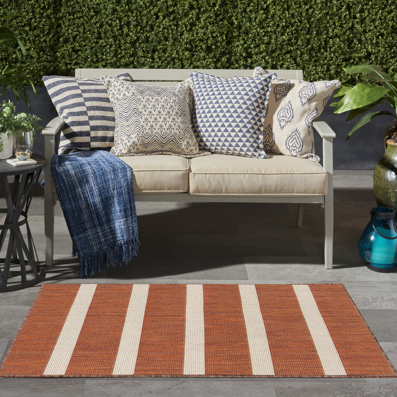  Positano 2' x 3' Terracotta Ivory Modern Rug, Rectangle 2' x 3'