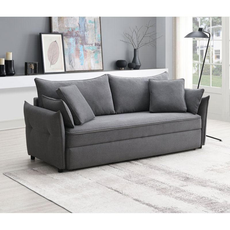 Lit gigogne en tissu avec rangement Irina, Gris