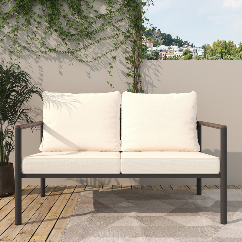 Causeuse en osier avec coussin Outdoo, Beige