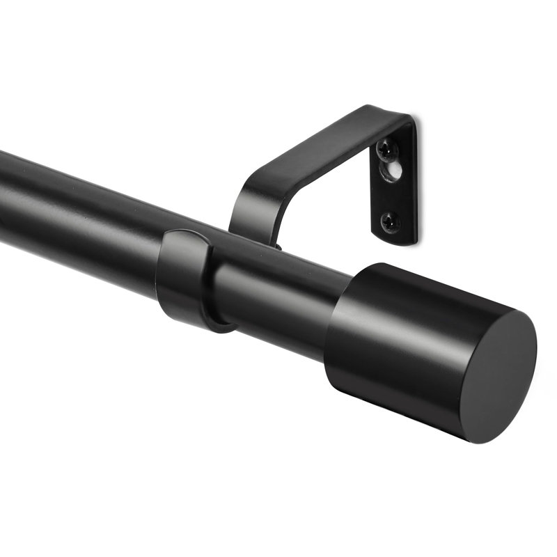 Ensemble de tringle à rideaux simple réglable 1 pouce de diamètre, tube en acier avec embouts, 48" - 84", Noir