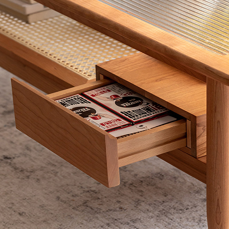 Solid wood and cherry wood coffee table