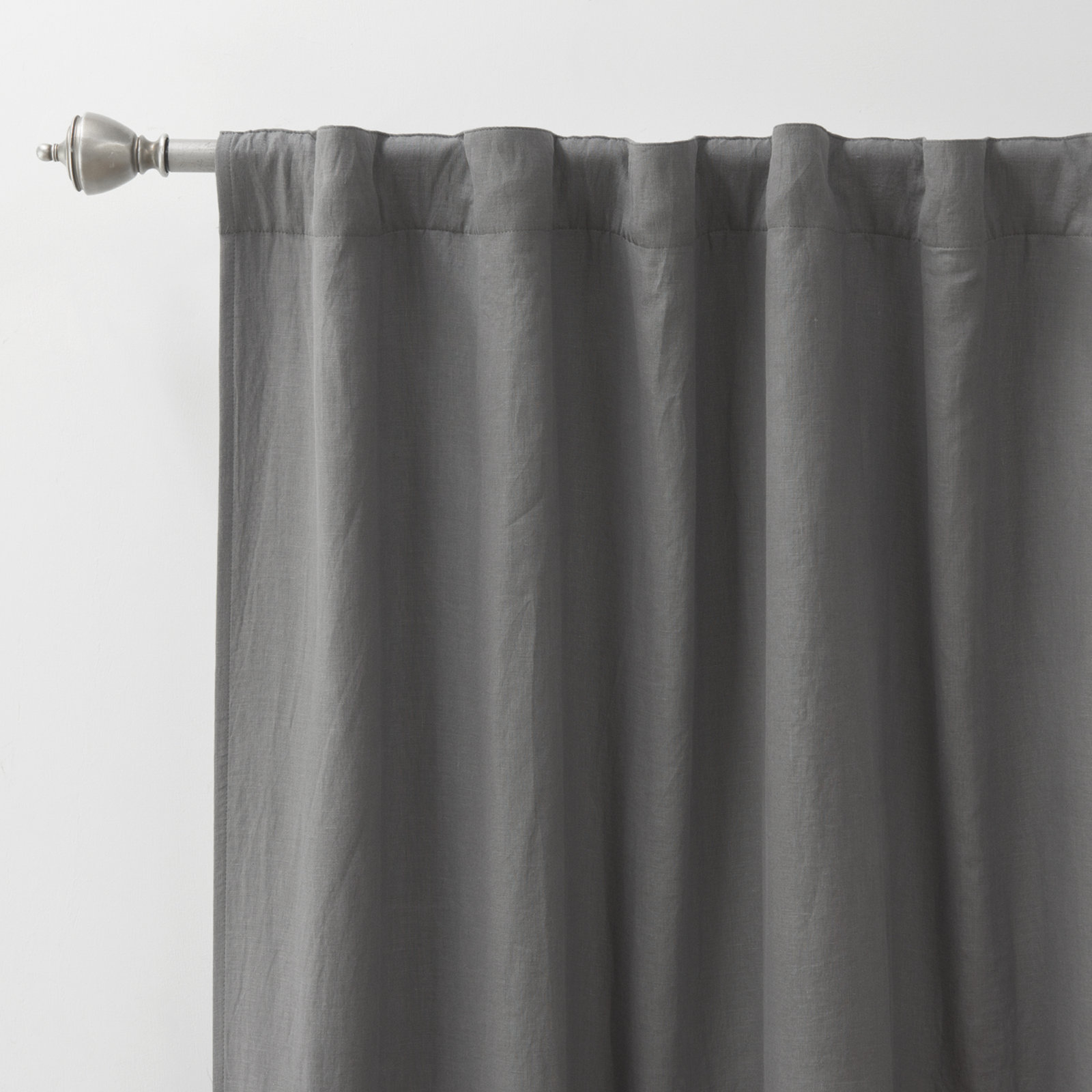 Gabriella Blackout Linen Curtain, Dark Gray