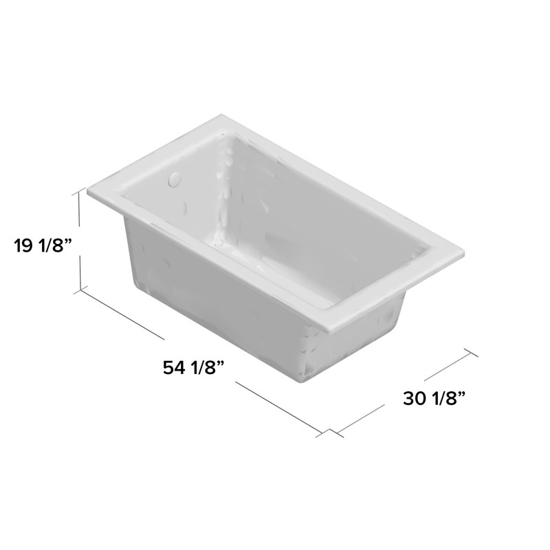 54" x 30" Drop In Soaking Fiberglass Bathtub