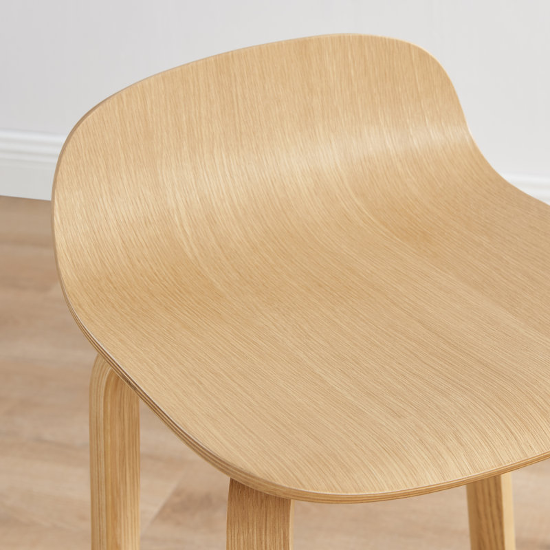 Carstyn Oak Veneer Single Wooden Breakfast Bar Stool - Mid Century Design & Responsibly Sourced