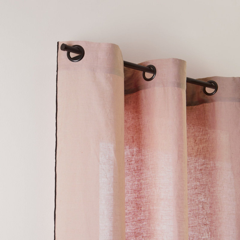 Carlina Linen Semi Sheer Curtain Single Panel, Width 144 x Drop 280cm, Pink