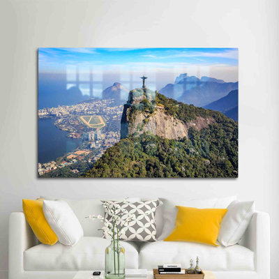 Stunning Tijuca National Park City Landscape Glass Art Wall Decor For An Elegant Touch In Your Living Space | Rectangle