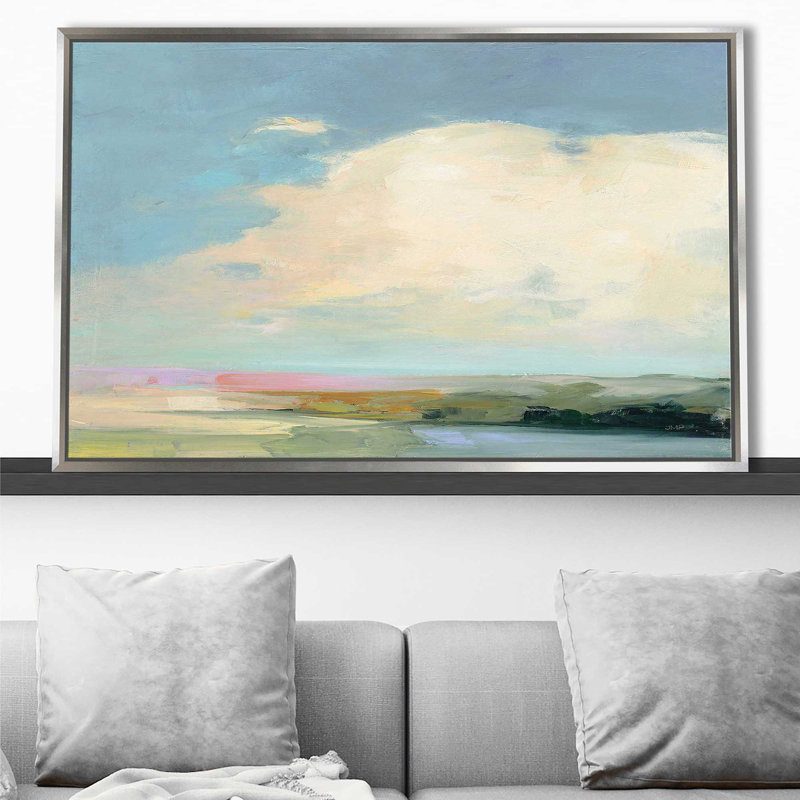 Horizon coloré II - Peinture, Cadre flottant argent, H 21,5 po x l 33,5 po x P 2 po