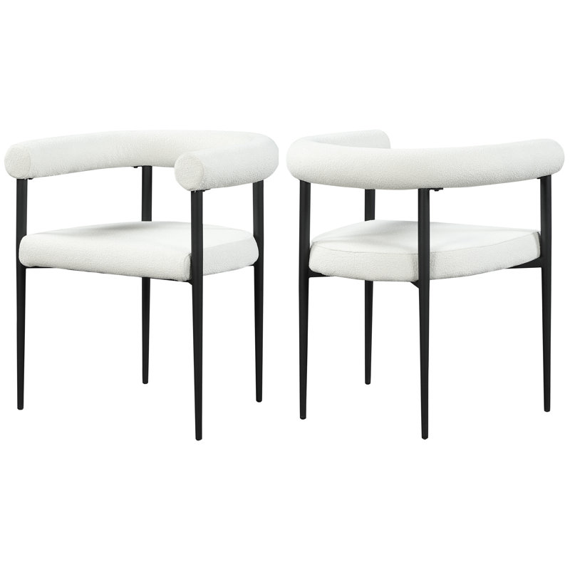 Chaise de salle à manger rembourrée Louie, Tissu crème bouclé