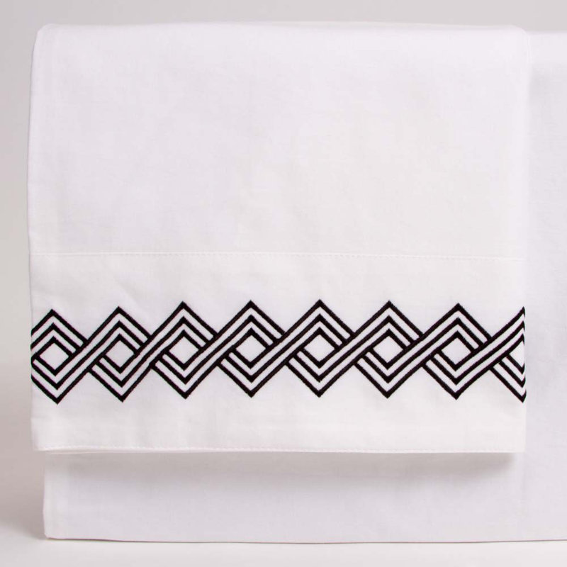 Malfia Sateen Geometric Sheet Set - Full, Full, Asphalt