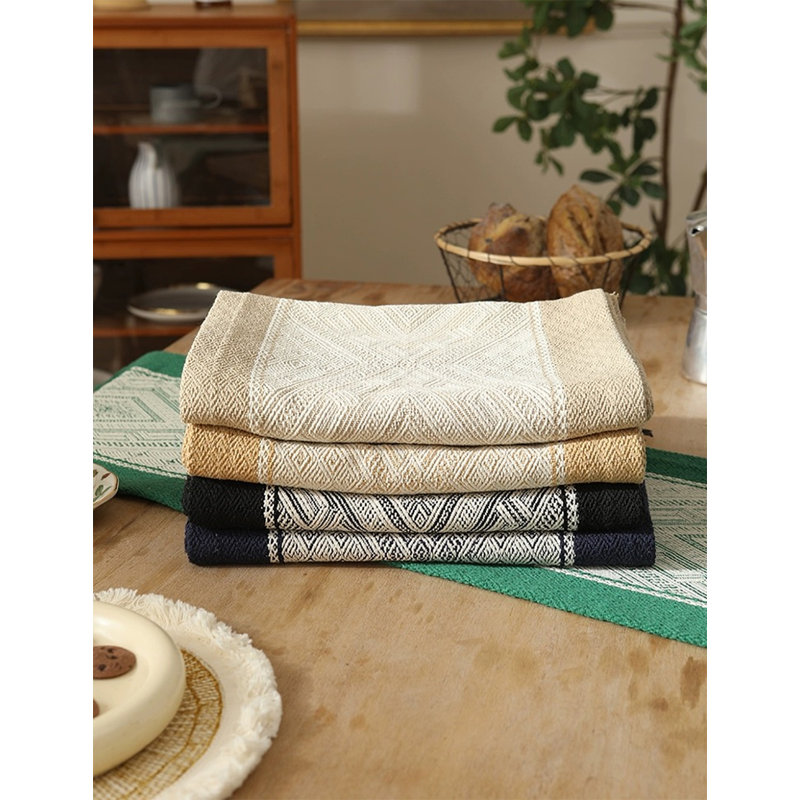 Chemin de table en mélange de coton Emerald, L 14 po x L 72 po, Bleu marine