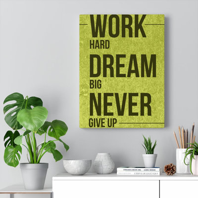 «Work Hard Dream Big Motivational», impression sur toile rectangulaire