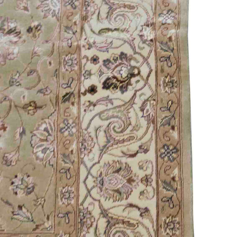 Hand Knotted Oriental Area Rug in Light Green And Ivory