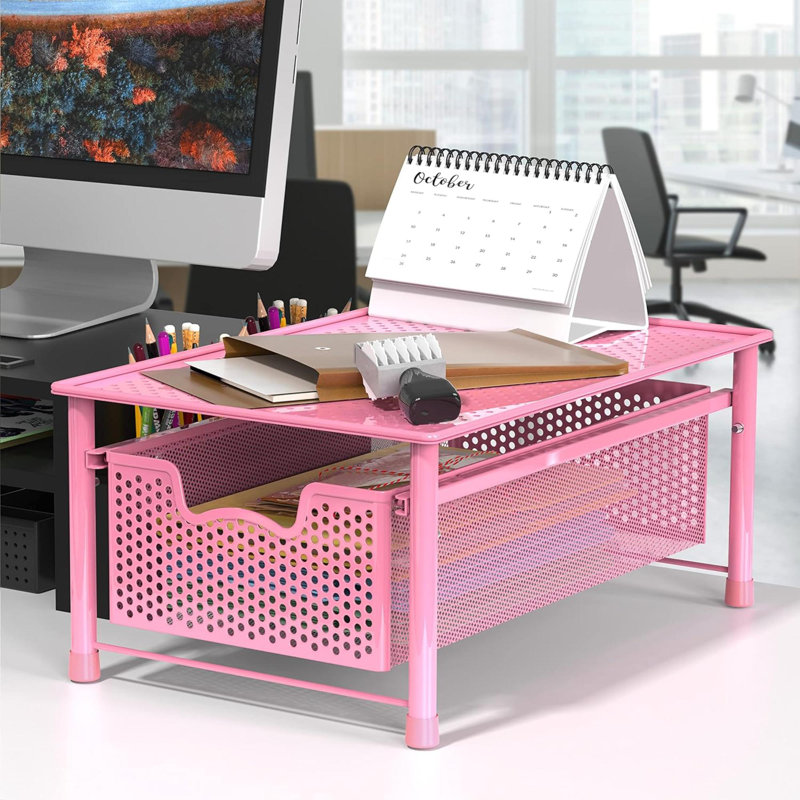 Rangement de panier de rangement empilable Houseware, Rose