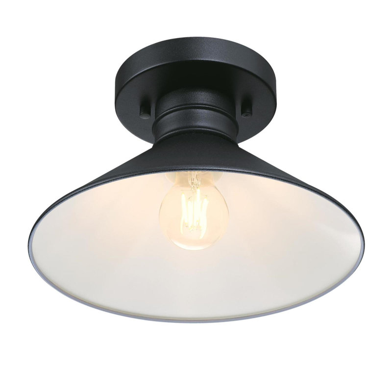 Rustic Textured Black 11'' LED Outdoor Glass Ceiling Light