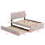 Lit plateforme tapissier Teddy - Lit gigogne simple inclus-900521938-900521937