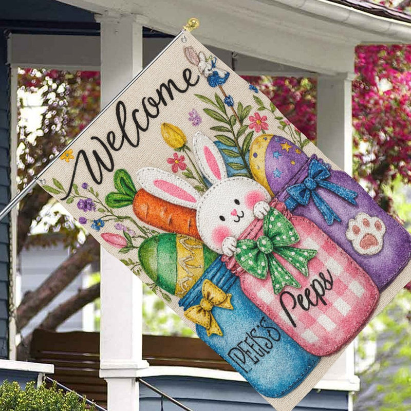 Drapeau Welcome Bunny Peeps, 70 x 47 po, pour la décoration intérieure