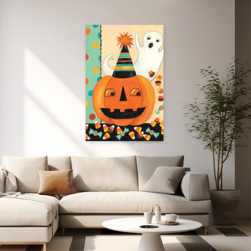 Boo Pumpkin, art contemporain abstrait, H 60 po x l 40 po