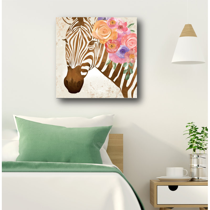 «Zebra with Flowers», impression sur toile tendue