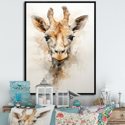 «Minimalisme», girafe beige sur toile