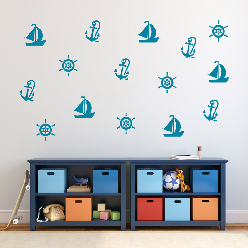 Décalcomanie murale nautique, Bleu sarcelle
