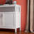 Kitchen Buffet Server Cabinet In White. E1 Construction. Coated Surface For Durability. Spacious Storage With Adjustable Shelves. Easy Assembly All Components Included. Safe Magnetic Door Components.