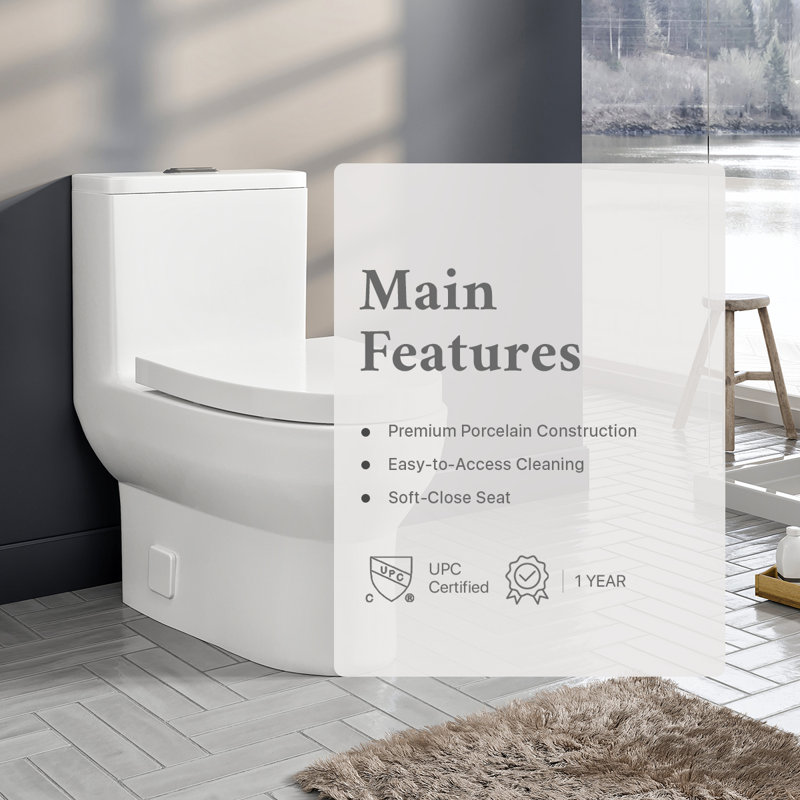 Eviva 1.2 Gallons GPF Elongated Floor Mounted One-Piece Toilet (Seat Included)