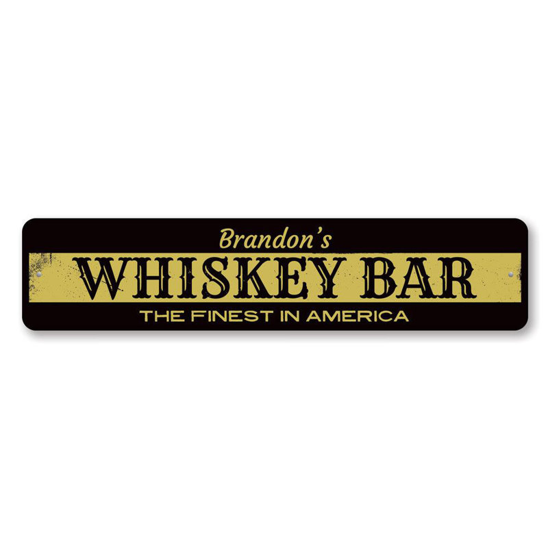 Plaque en aluminium Whiskey Bar, H 6 po x l 24 po x P 0,06 po